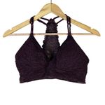 Aerie Bralette Womens M Purple Lace Halter Racerback Wireless Lightly Lined Photo 1