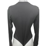 SKIMS Black Crew Neck Long Sleeve Stretch Bodysuit Thong Shirt T-shirt Top XL Photo 1