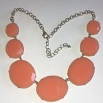 Silver Tone & Peach Chunky Retro Boho Statement Necklace Photo 1