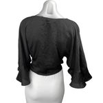 ZARA Women's Black Bell Sleeves V Neck Twist Front Cropped Blouse Top Size XS Photo 1
