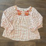 Savanna Jane Embroidered Boho Peasant Blouse Balloon Sleeve Top – Medium Photo 1