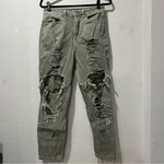 American Eagle  Jeans Olive Green High Rise Distressed Women Size 6 Petite Photo 1