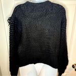 Treasure & Bond  Mixed Stitch Balloon Sleeve  Fringe Sweater Black Crew S NWT Photo 9