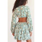 Lulus Dress Women Medium First Blooms Dusty Blue Floral Print Long Sleeve Cutout Gray Size undefined Photo 2