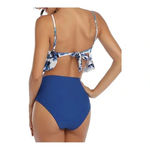 TROPICAL HIGH WAISTED BLUE‎ BIKINI SWIMSUIT 2 PIECE STRAPPY SIZE MEDIUM NWT Blue Photo 1
