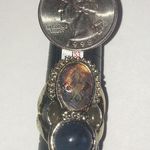 Vintage Gold Tone and Blue Egyptian Revival Statement Ring Size 8 Photo 6