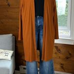 Iman Comfy Chic Ribbed Hacci Knit Duster Cardigan in Pumpkin Spice Size XL Orange Photo 2