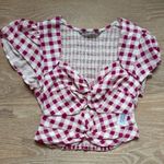 ZARA Gingham Cut Out Twist Crop Top Photo 1