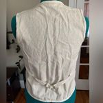 Vintage linen beaded embroidered vest Tan Photo 4