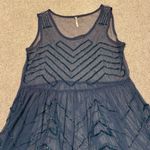 Free People  Embellished Mesh Mini Slip Dress Beaded Blue Size Small Boho Sheer Photo 2