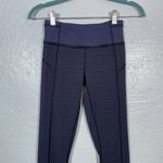 Lululemon Women 2 Pace Queen Tight Stripe Cadet Blue Black Athleisure Workout Photo 2