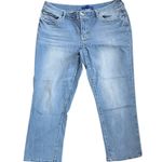 Apt. 9 Womens Blue Denim Mid Rise Cropped Capris Rhinestone Glam Size 14 Photo 0