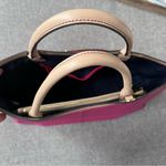 Tommy Hilfiger  Leather Purse Magenta Cranberry Tan Double Handle Bag Photo 5