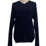 Kenneth Cole  New York Navy Blue V-neck Long Sleeve Ribbed Sweater Photo 8