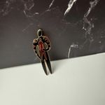 Laurel Burch Shaman Brooch Pin Gold Tone Black Red Enamel Tribal Photo 10