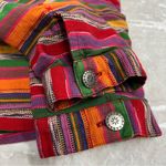 Chico's Design size 2 Colorful Striped Shirt Jacket button down Red Size L Photo 11