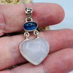 Selenite Divine Light & Kyanite Heart Sterling Silver Pendant Necklace Photo 3
