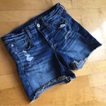 American Eagle  Blue Distressed Low Rise Denim Jean Shorts Size 4 Photo 0