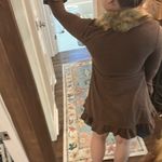 Brown Cardigan with Faux Fur Collar Bell Sleeves Size M Photo 4