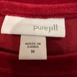 J. Jill Red Velvet Dress Long Sleeve Shift Size M Pima Cotton Holiday Romantic Size M Photo 3