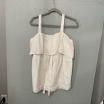 White Off Shoulder Ruffle Top Size S Adjustable Straps Tie Back Casual Blouse Photo 4