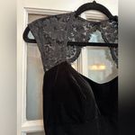 Cache Vintage  Black Velvet Lace Whimsigoth Timeless Elegant Midi Dress Size 8 Photo 2