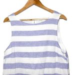 BeachLunchLounge Alina Striped Linen Cotton Sleeveless Dress Blue White Medium Photo 3