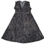 Veronica M Dress Womens Small Black Cream Abstract Sleeveless Stretch V Neck USA Photo 0