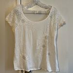Miss Me  White Tee with Beading and Embroidery Details Size Medium Photo 1