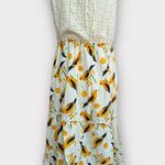 Tiered Eyelet and Bird Print Midi Dress Size L Photo 4