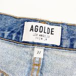 AGOLDE Palladium Hi Rise Denim Jean Western Mini Skirt: Renewal Blue Raw Hem Photo 12
