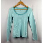 Old Navy  Womens Small Long Sleeve Light Blue Striped Shirt Photo 0