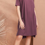 Eileen Fisher  Wide Rib Stretch Mock Neck Dress Iris Sz M, EUC Photo 0