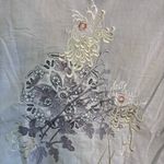 We womens embroidered semi sheer lightweight boho hippie western blouse white L Size L Photo 5