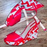 Longchamp  wedges red designer printed size 7.5 boho luxury spring resort classic Photo 0