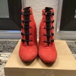 Ros Hommerson Red twiggy goth victorian Button ankle Booties suede boot heels 10 Photo 11
