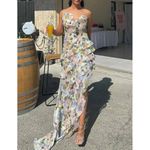 Elliatt  Wilhelmina Floral Print Ruffle Chiffon Maxi Dress in Pink Multi Size XL Photo 9