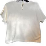 Vintage 80s Women’s Top Ivory Embroidered Boxy Short Sleeve Size XL Made USA Photo 2