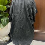 Vince  Charcoal V-Neck Silk Top leather neckline Photo 6