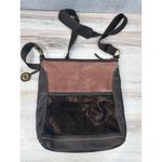 The Sak Iris Leather Crossbody Brown Black Two Tone Metallic Suede Shoulder Bag Photo 4