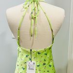 ZARA  Green Satin Floral Mini Dress Photo 7