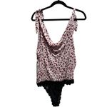 Free People  Intimately Ivory Combo Leopard Heart Print Bodysuit M Medium NWT Photo 1