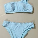 Baby Blue Scalloped Bikini Top and Bottoms Swimwear Bathing Suit Set Size M 🩵 Size M Photo 0