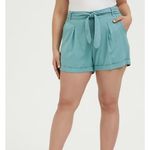 Torrid  • 3.5 INCH PULL-ON LINEN BLEND HIGH-RISE TIE-FRONT SHORT TEAL Photo 0
