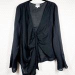 Revolve SNDYS. Black Sheer Asymmetrical Long Sleeve Top Size XXL Photo 0