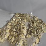 Vintage Y2K 2000s Champagne Cream Wedding Dress Formal Ballerina Mini Gown Tan Size 4 Photo 8