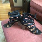 Crown Vintage Black Block Heel Gladiator Sandal sz 7 Photo 4