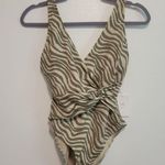 ANDIE NWT womens sz small olive stripe capri one piece swimsuit zebra animal Photo 2