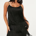 FRINGE Spaghetti strap black Mini Dress Photo 0
