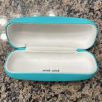 Kate Spade  NEW YORK Hard Eye Sun Glasses Case Holder Teal Clam Shell GUC Photo 2